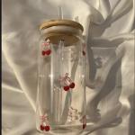 Solstice Amber Fluted Borosilicate Glass Tumbler with Dual-Option Lid