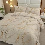 Opulent Gilded Marble Duvet Cover & Pillow Sham Set