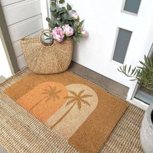 Sunset Palms Arched Coir Doormat