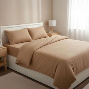 SatinStripe Hotel Collection Camel Duvet Set
