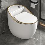 OvoLuxe™ Royal Gold-Rimmed One-Piece Siphonic Toilet
