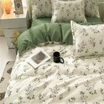 VerdantBloom Sage Floral Reversible Duvet Set