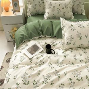 VerdantBloom Sage Floral Reversible Duvet Set