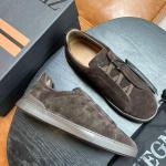 ZEGNA Triple Stitch™ Navy Deerskin Low-Top Slip-On Sneaker