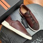 ZEGNA Triple Stitch™ Navy Deerskin Low-Top Slip-On Sneaker