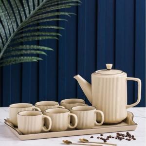 Aurelia Fluted Ceramic Tea & Coffee Service Set (8-Piece)