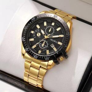 McyKcy Diver-Style Gold & Black Chronograph Watch