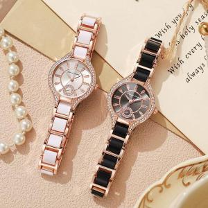 Shengke Luminary Rose Gold Dual-Tone Crystal Accent Dress Watch
