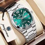 PAAZOMU Hex-Grid Emerald Steel Integrated Day-Date Automatic-Style Quartz Watch