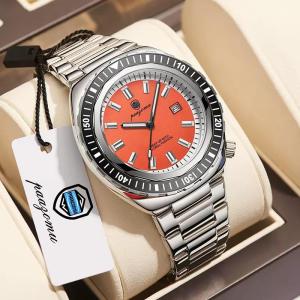PAAZOMU Coral Sunset Diver-Style Steel Quartz Watch