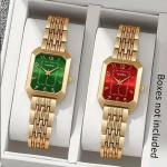 Inschic Vintage Octagonal Emerald & Ruby Gold Link Dress Watch