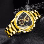 NOTIONR Shield Velocity Triangular Gold Chronograph Watch