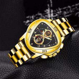 NOTIONR Shield Velocity Triangular Gold Chronograph Watch