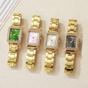 XSVO Luminary Tonneau Crystal-Bezel Gold Quartz Dress Watch Collection