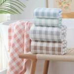 Pastel Gingham Check Ultra-Soft Coral Fleece Towel Set