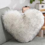 Soft Velvet Blush Heart Shag Decorative Throw Pillow