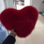 Soft Velvet Blush Heart Shag Decorative Throw Pillow