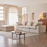 Boneless Modern Velvet Square Sofa Set with Removable Cover High-Density Sponge Filling Vacuum Compressed Packaging